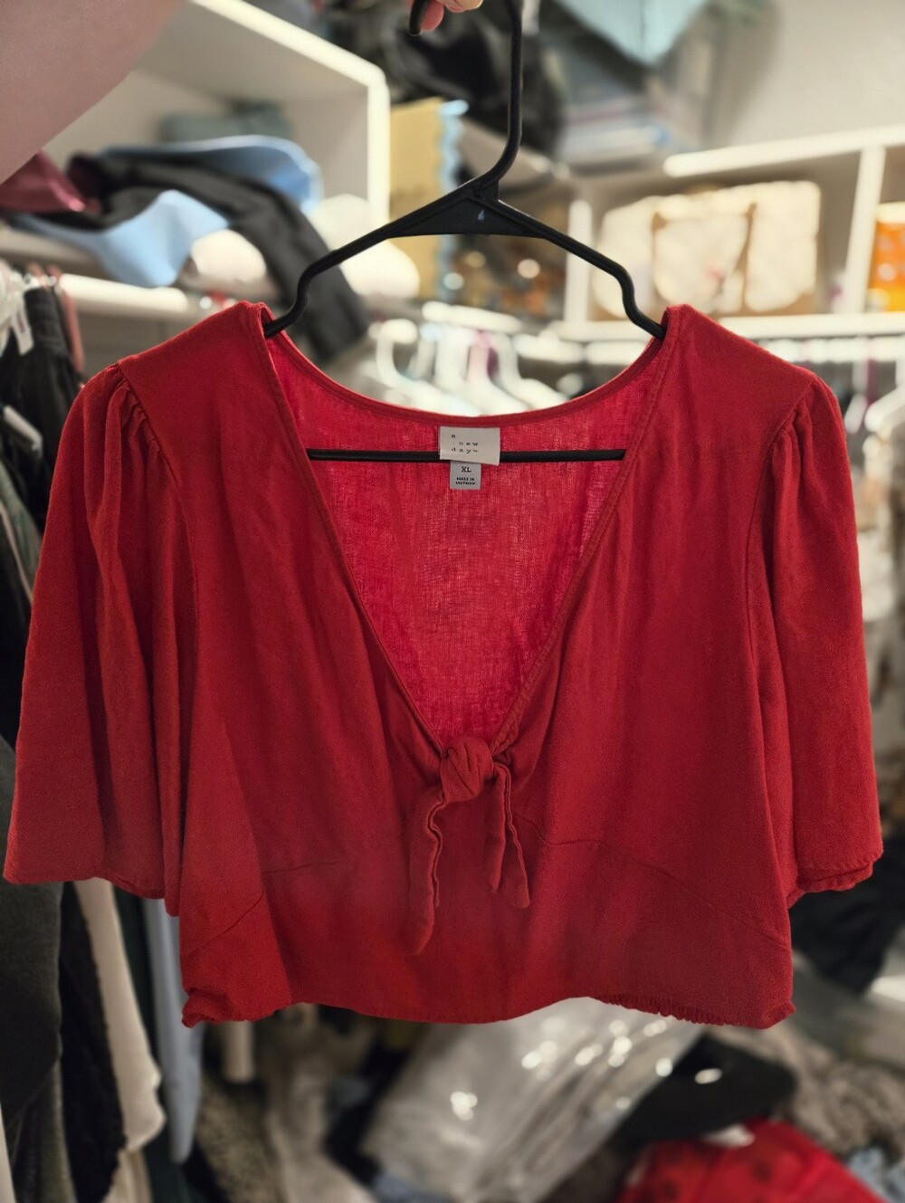 Red Tie-Front Women’s Top